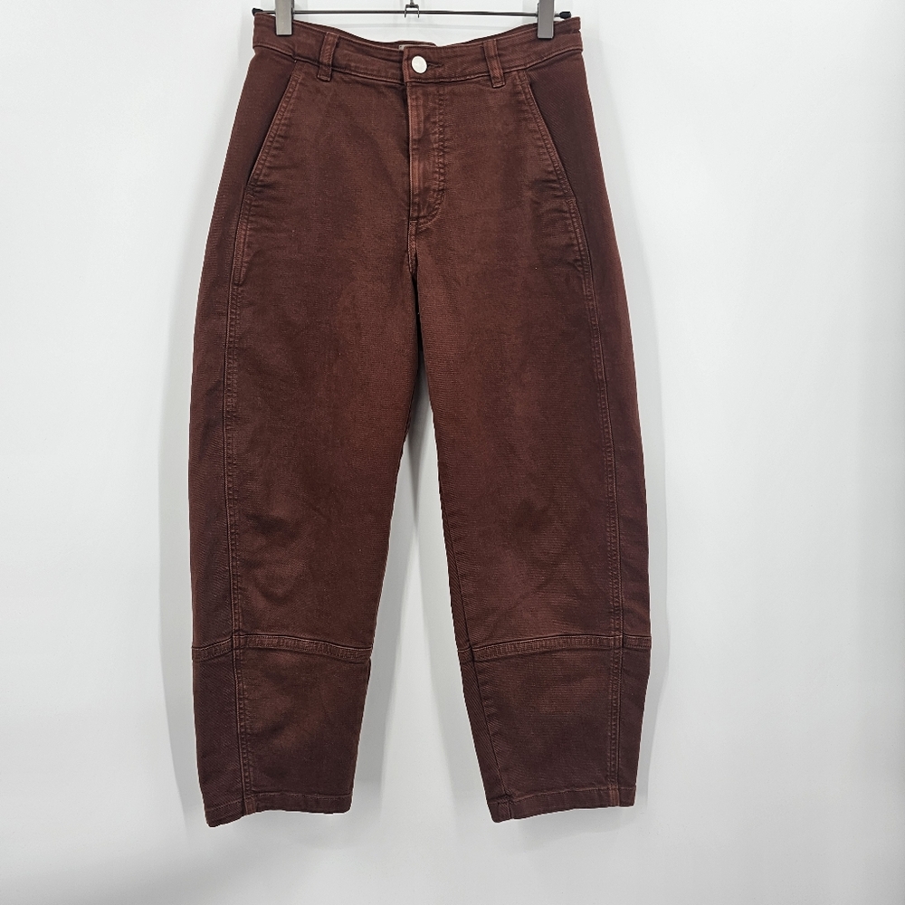 Everlane Cropped Straight-Leg Pants in Deep Maroon